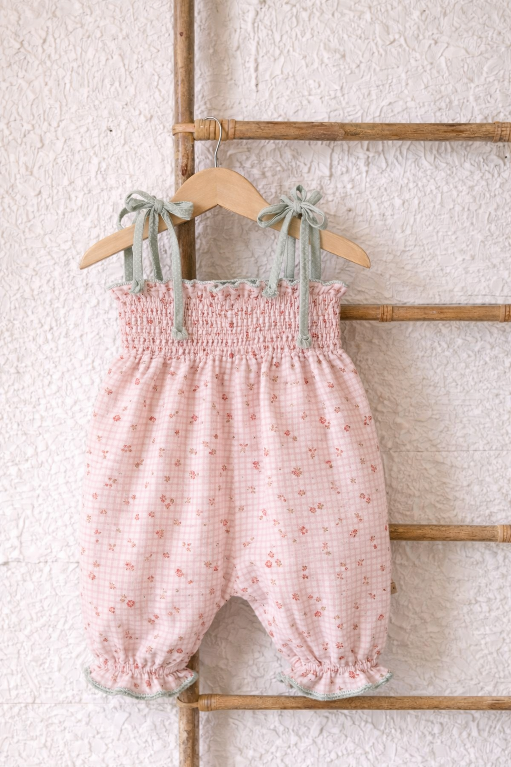 Floral Print Gingham Romper