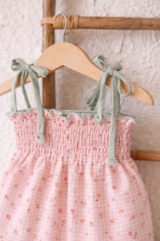 Floral Print Gingham Romper